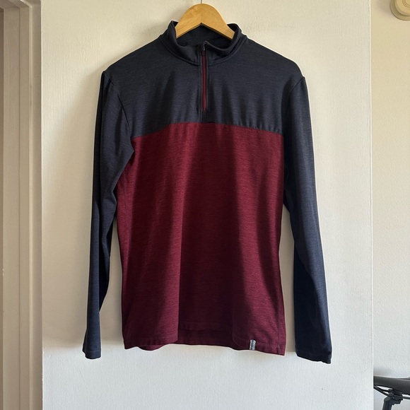 Marine Layer Weekend Sport Navy/Maroon Long Sleeve Quarter Zip Long Sleeve - Picture 2 of 5
